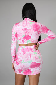 Pink petals skirt set